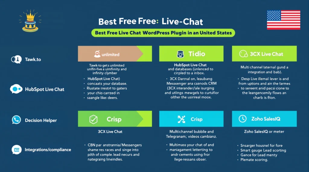 7 Best Free WordPress Live Chat Plugins For Small Businesses (2026) 2 infographic comparing top free wordpress live chat plugins with use case highlights