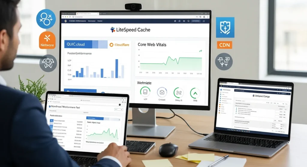performance specialist optimizing litespeed cache with quic cloud cloudflare and core web vitals